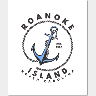 Vintage Anchor and Rope for Traveling to Roanoke Island, North Carolina Posters and Art